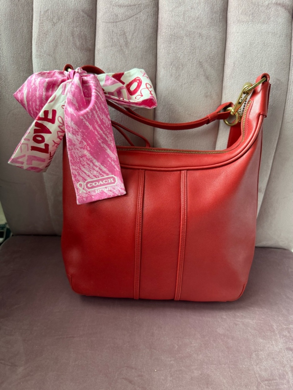 Coach 2001 Vintage Amanda Red Leather Hobo Bag NWOT